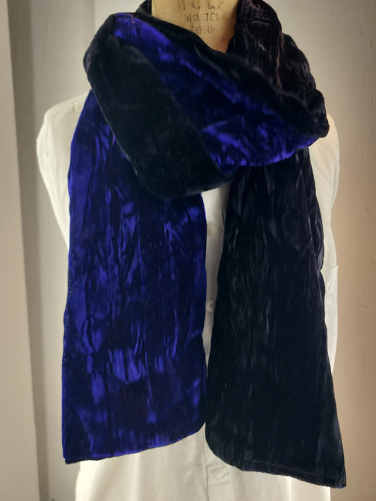 Crushed Tow Tons Velvet Scarf in Royal Sapphire