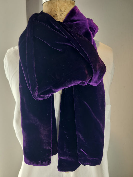 Solid Velvet Scarf in Dark Purple
