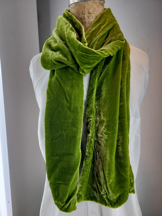 Solid Velvet Scarf in Bright Lime Green