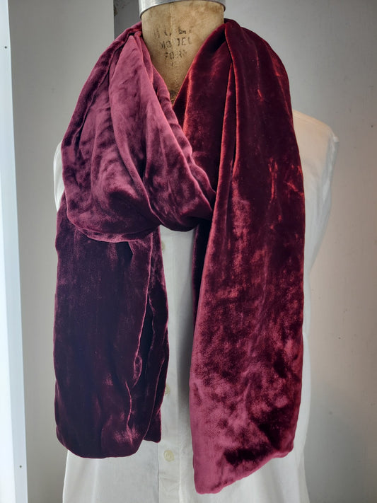 Solid Velvet Scarf in Burgundy