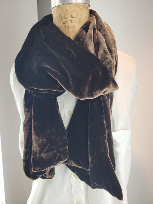 Solid Velvet Scarf in Chocolate Brown