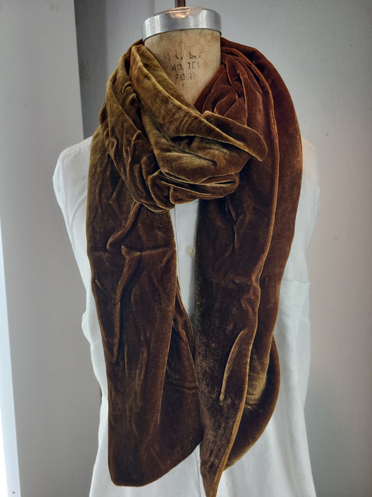 Solid Velvet Scarf in Golden Chestnu