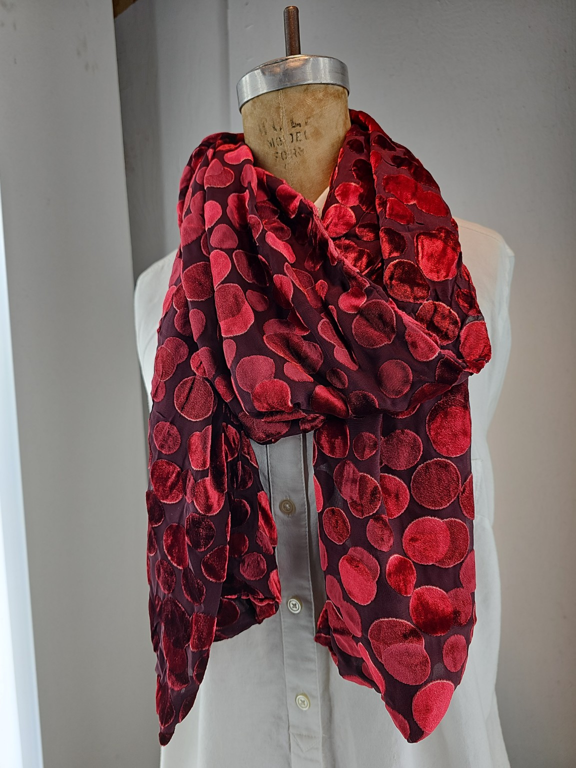 Crimson Eclipse (Burnout Velvet Dot Pattern)