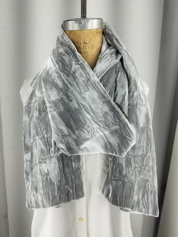 Silver grey crushed velvet scarf