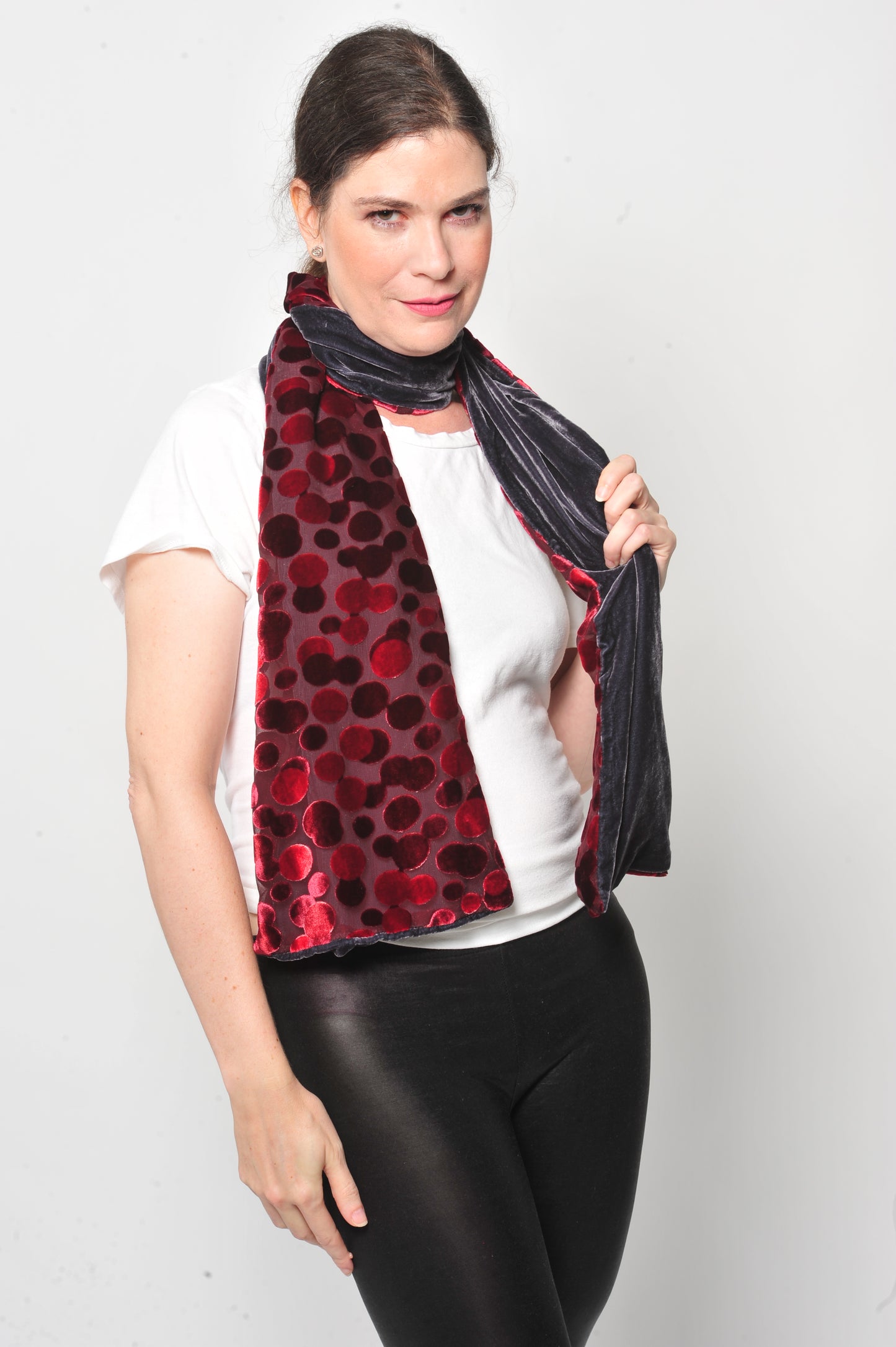 Silk velvet Red Dots with Black silk Velvet