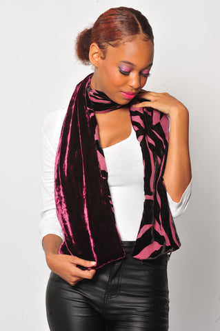 Silk velvet zebra design with Plum back