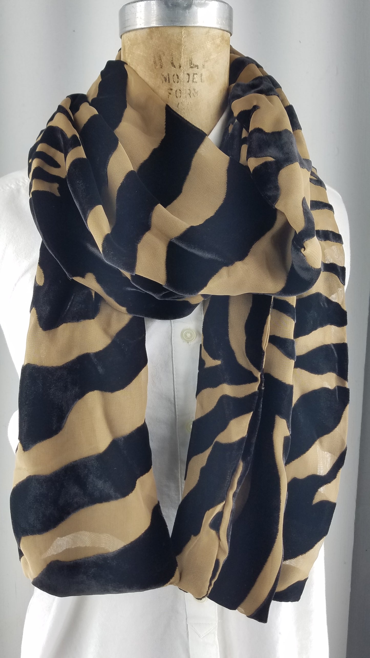 Silk velvet zebra brown design back to back