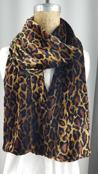 Red Leopard Silk Velvet Scarf