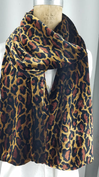 Red Leopard Silk Velvet Scarf