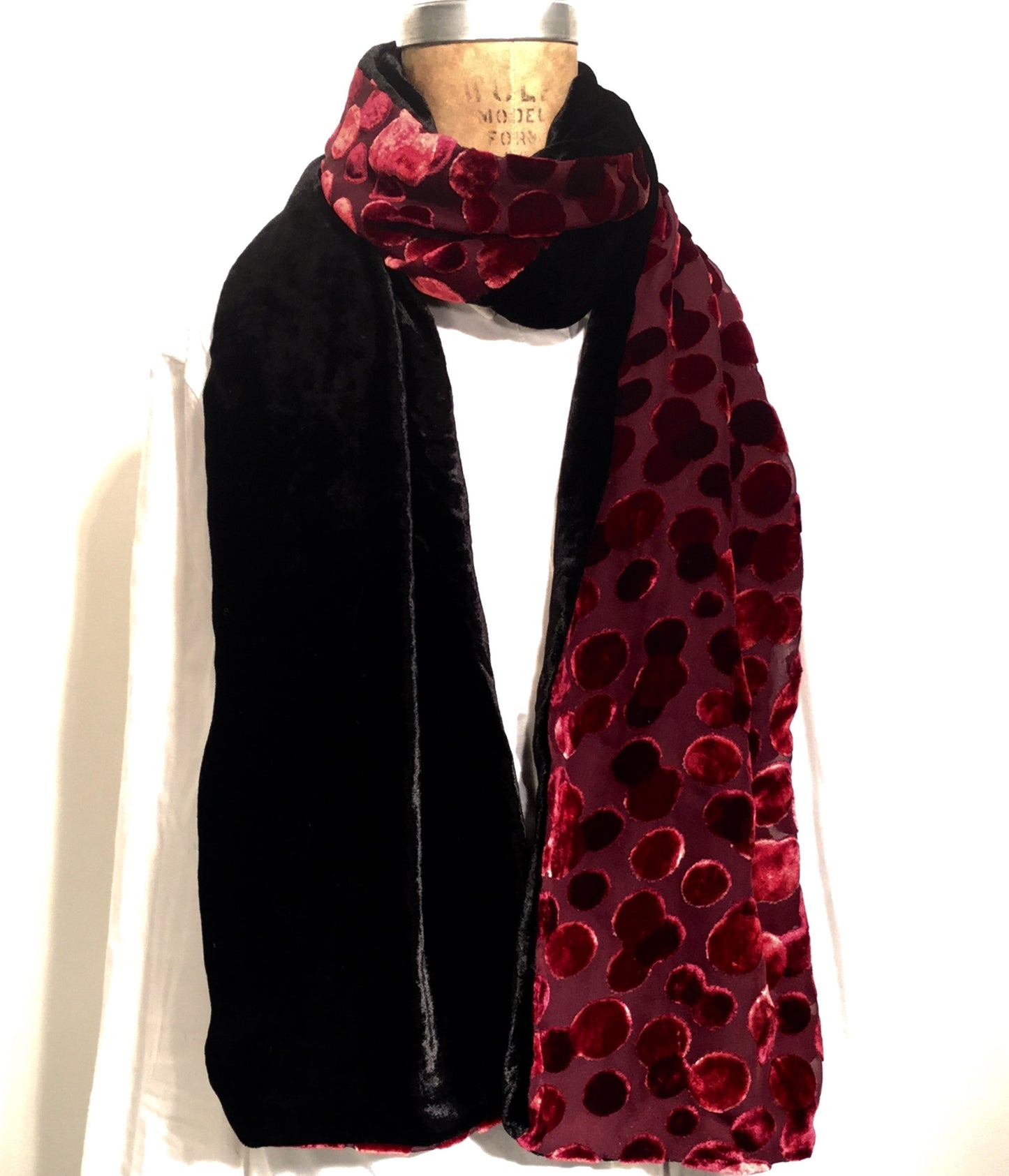 Silk velvet Red Dots with Black silk Velvet