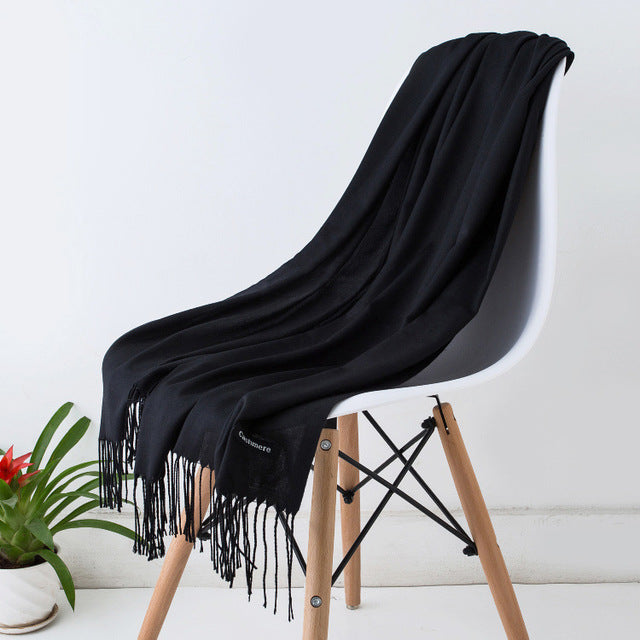 Women Scarf Women Autumn Winter Shawl Scarf Cashmere Scarves Solid Lady Wraps Stoles Soft Female Hijab Scarf Pashmina