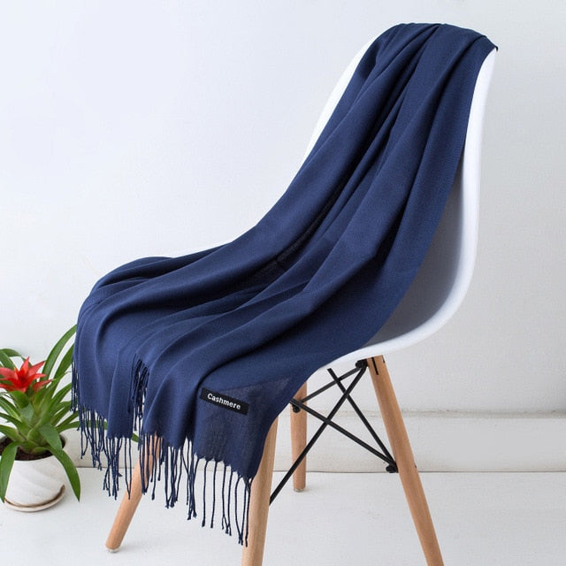 Women Scarf Women Autumn Winter Shawl Scarf Cashmere Scarves Solid Lady Wraps Stoles Soft Female Hijab Scarf Pashmina