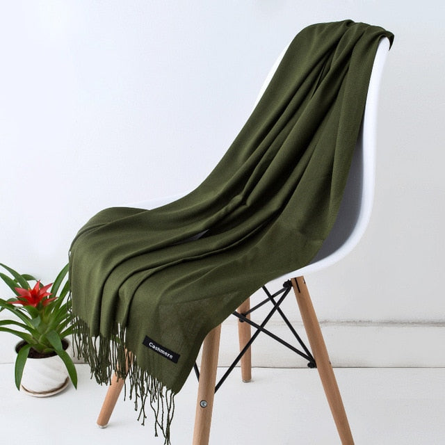 Women Scarf Women Autumn Winter Shawl Scarf Cashmere Scarves Solid Lady Wraps Stoles Soft Female Hijab Scarf Pashmina