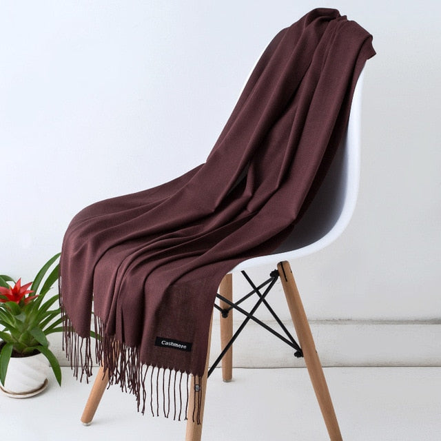 Women Scarf Women Autumn Winter Shawl Scarf Cashmere Scarves Solid Lady Wraps Stoles Soft Female Hijab Scarf Pashmina