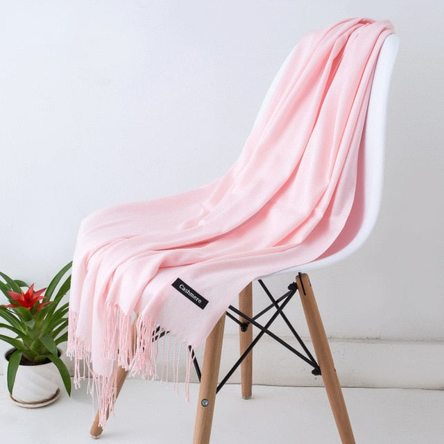 Women Scarf Women Autumn Winter Shawl Scarf Cashmere Scarves Solid Lady Wraps Stoles Soft Female Hijab Scarf Pashmina