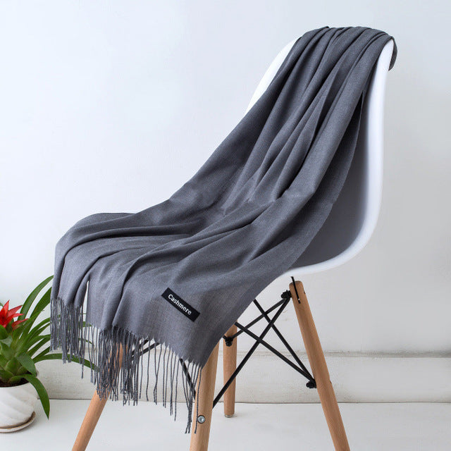 Women Scarf Women Autumn Winter Shawl Scarf Cashmere Scarves Solid Lady Wraps Stoles Soft Female Hijab Scarf Pashmina