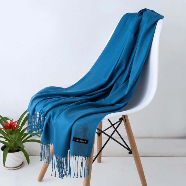 Women Scarf Women Autumn Winter Shawl Scarf Cashmere Scarves Solid Lady Wraps Stoles Soft Female Hijab Scarf Pashmina
