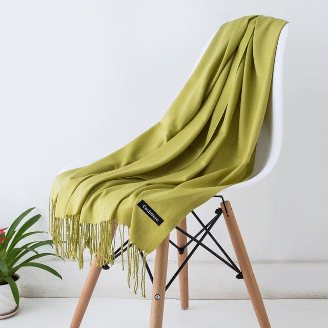 Women Scarf Women Autumn Winter Shawl Scarf Cashmere Scarves Solid Lady Wraps Stoles Soft Female Hijab Scarf Pashmina