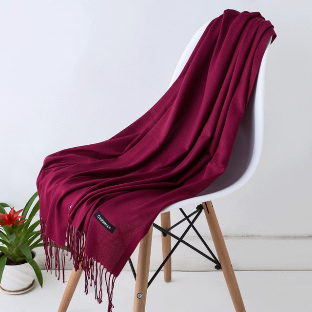 Women Scarf Women Autumn Winter Shawl Scarf Cashmere Scarves Solid Lady Wraps Stoles Soft Female Hijab Scarf Pashmina