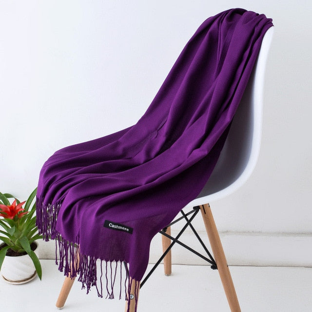 Women Scarf Women Autumn Winter Shawl Scarf Cashmere Scarves Solid Lady Wraps Stoles Soft Female Hijab Scarf Pashmina