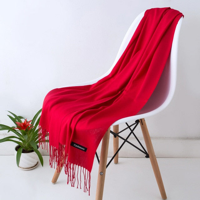 Women Scarf Women Autumn Winter Shawl Scarf Cashmere Scarves Solid Lady Wraps Stoles Soft Female Hijab Scarf Pashmina