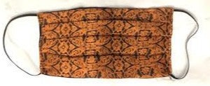 Silk Burnt Orange Mask Geometric Pattern with a Black Silk back
