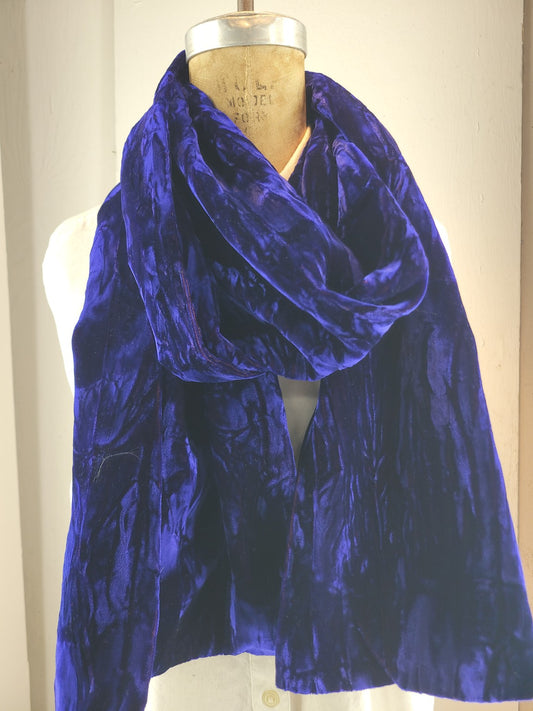 Crushed Velvet Scarf in Electric Royal Blue