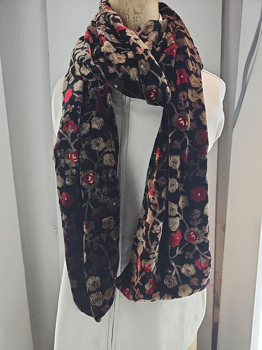 Red and Gold Floral Scarf