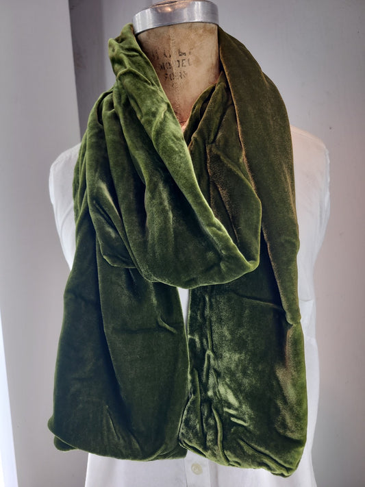 Solid Velvet Scarf in Olive Green