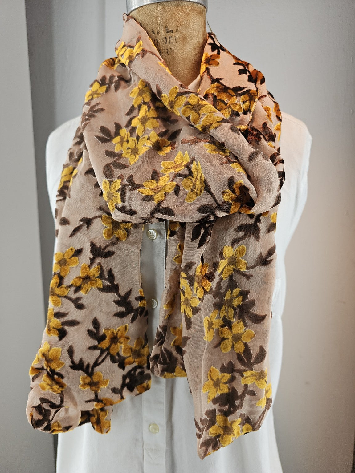 Golden Petal (Floral Burnout Sheer)