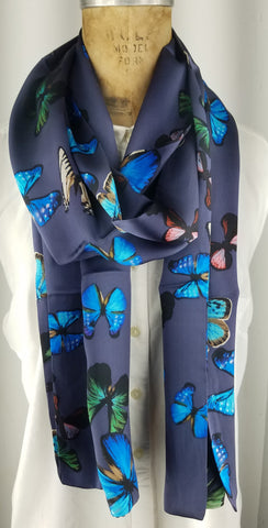Blue Butterfly Silk Scarf