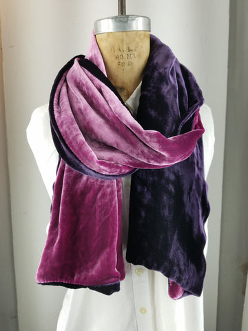 Rose purple and dark purple two-tone silk velvet