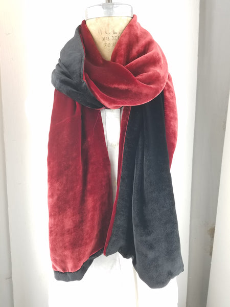 Passion Red and Black two-tone silk scarf