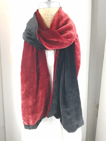 Passion Red and Black two-tone silk scarf