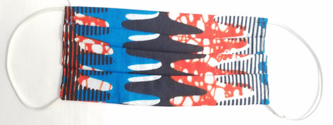 Mask print with blue red and black