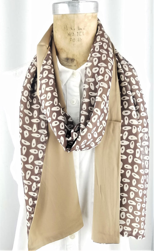 Silk Chiffon Scarf with Eye Holes Pattern  with a Silk Beige Back