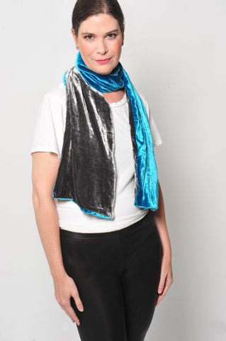 Teal Blue and Charcoal Two Tone Scarf