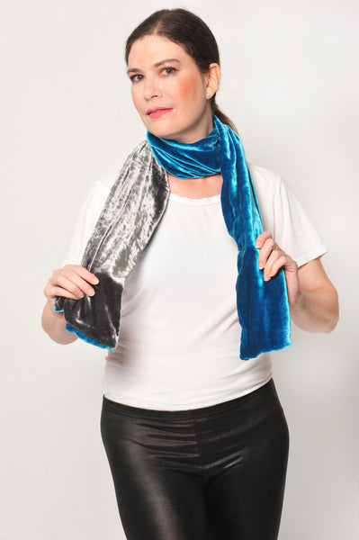 Teal Blue and Charcoal Two Tone Scarf