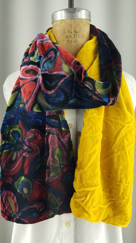 Silk velvet multicolor 60 style back with canary yellow