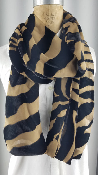 Silk velvet zebra brown design  back to back