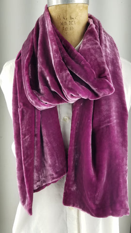 Solid Rose Purple Silk Velvet Scarf