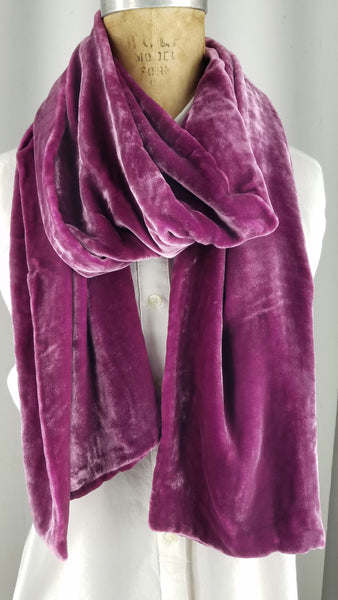 Solid Rose Purple Silk Velvet Scarf
