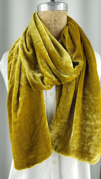 Solid Gold Silk Velvet Scarf