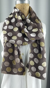Cut silk velvet with gold and tan polka dots back to back