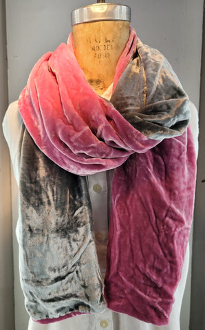Pink and Gray Silk Velvet Two Tone